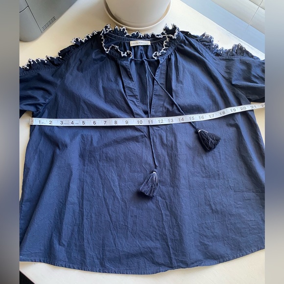 Ulla Johnson Navy frills cold shoulder top size 2 - Picture 6 of 9